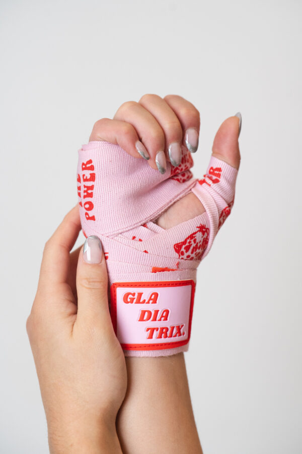 gladiatrix boxing handwraps in pink and red