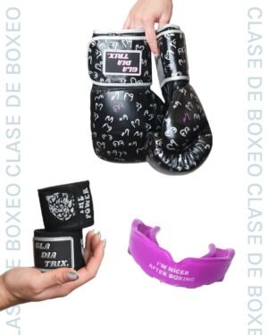 Set di guantoni, fasce e paradenti da boxe gladiatrix