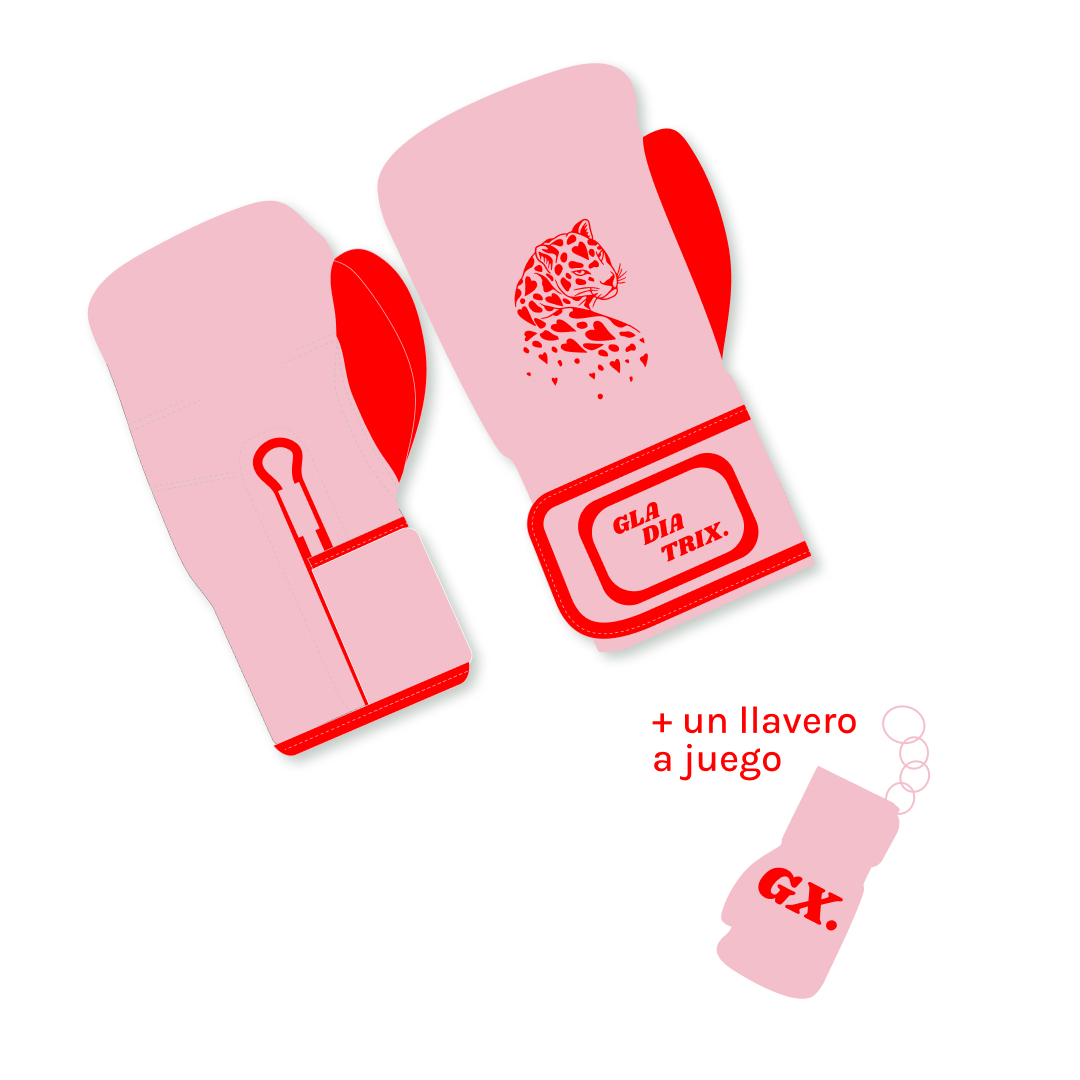 Guantes boxeo rosa con diseño de tigre